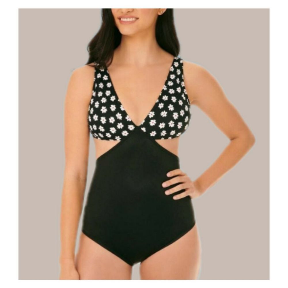 Slimming Control Colorblock Cut Out One Swimsuit